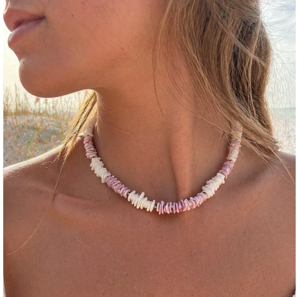 Purple‎ Shell Choker Necklace 16